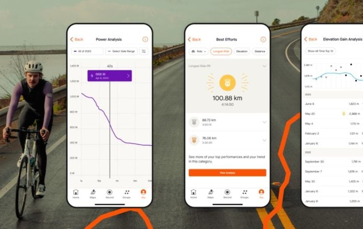 L'application Strava avec son interface qui calcule vos performances à vélo