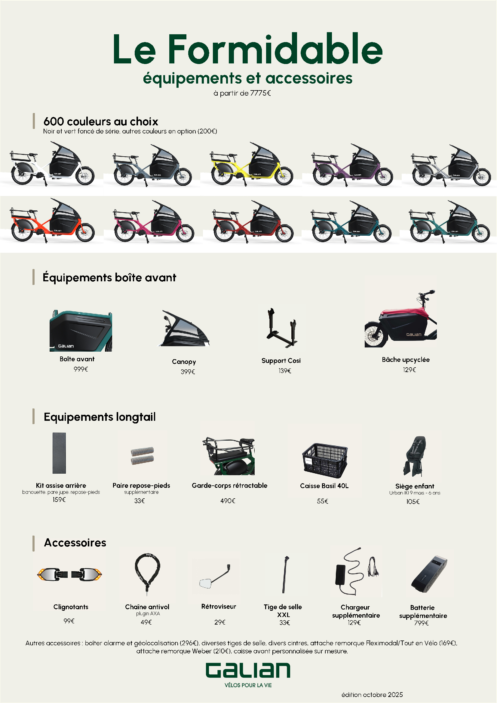 Photos des équipements et accessoires du vélo CargoTail Le Formidable