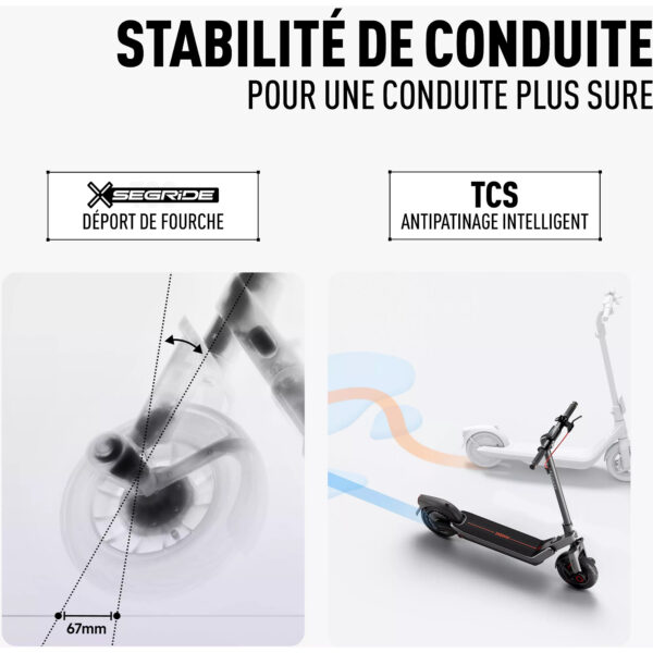 Trottinette électrique Ninebot E3 Pro stabilité de conduite