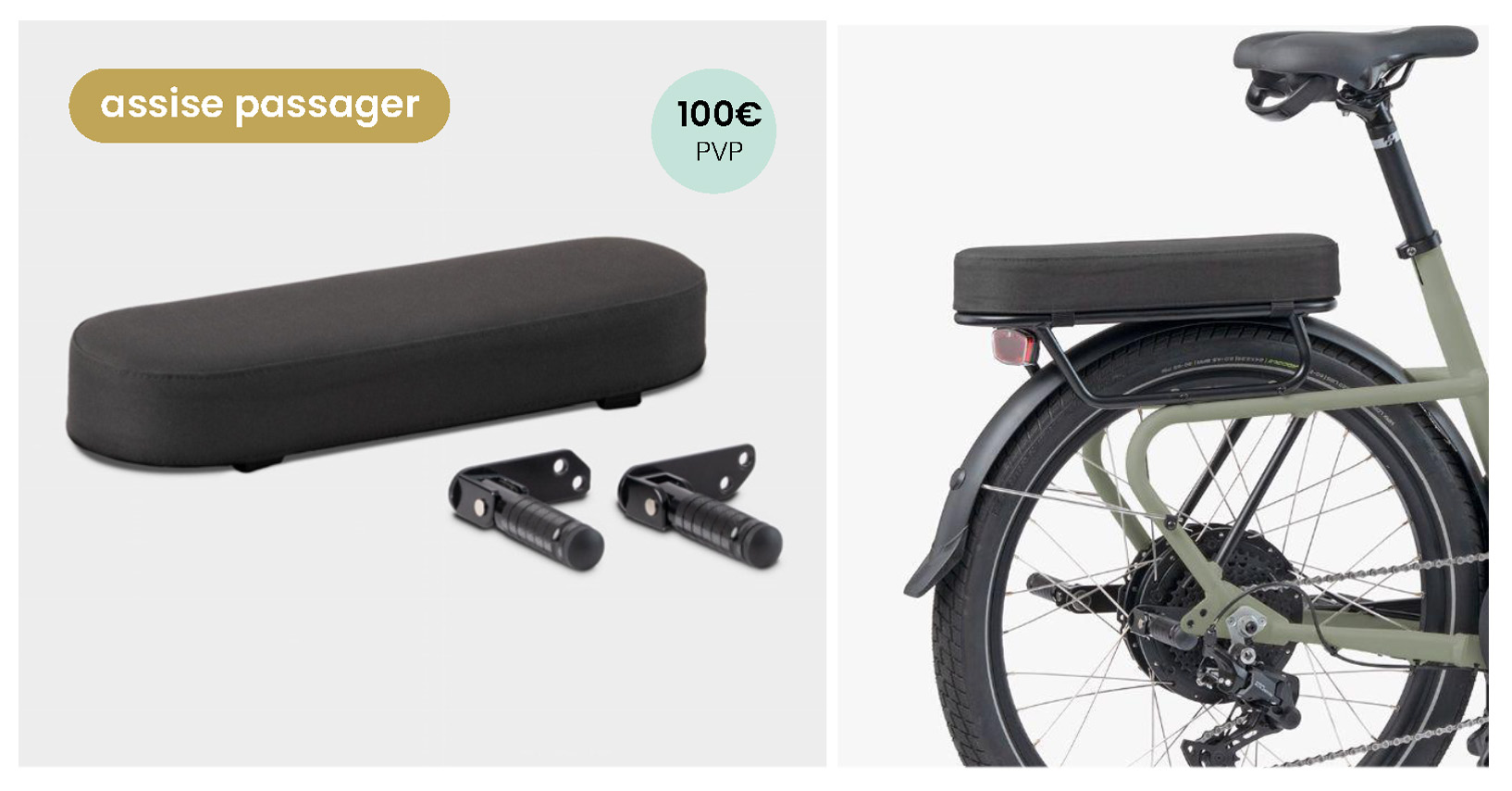 Ici on voit le siège arrière et les reposes pied du vélo Shwette Baggy