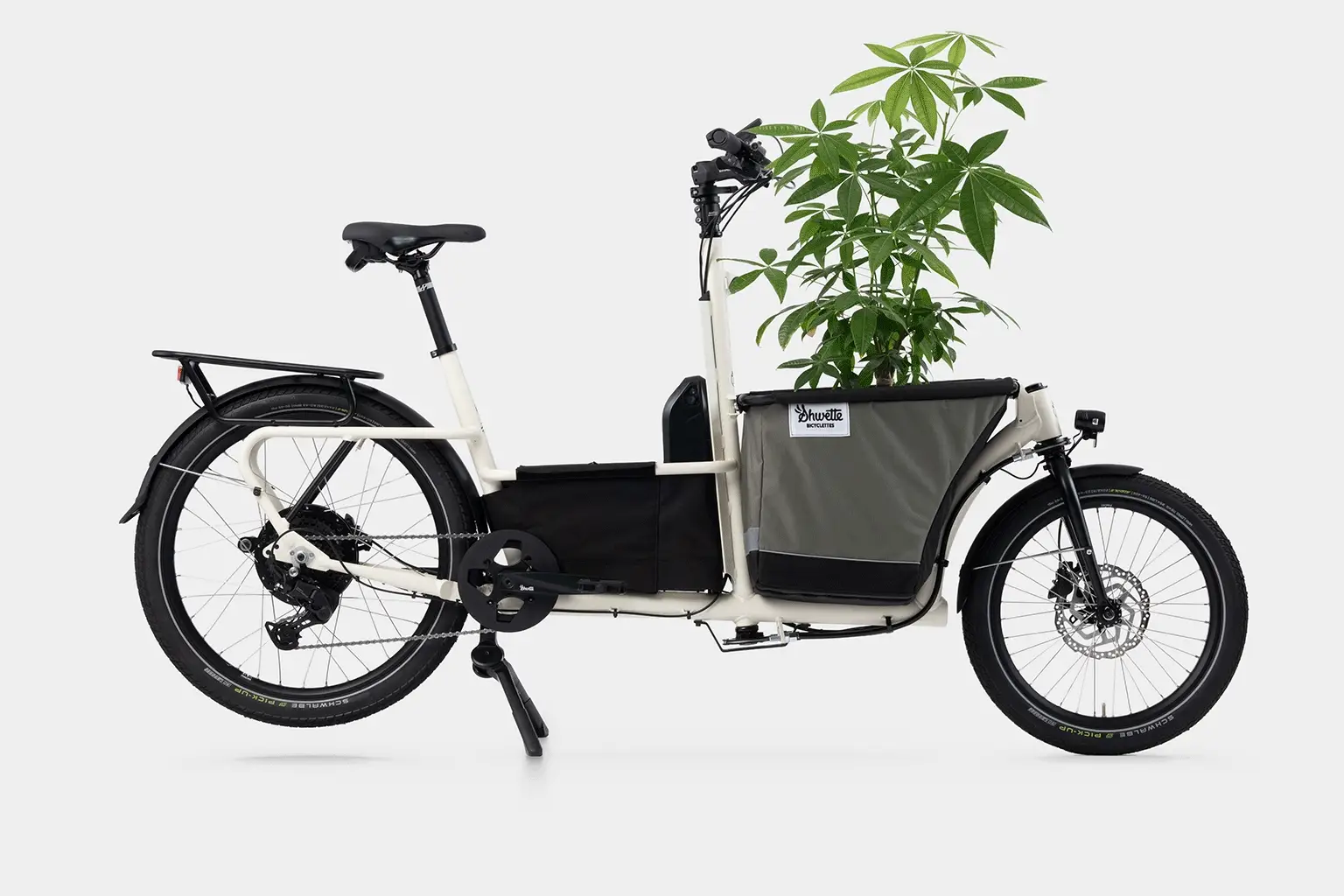 Le visuel animé montrant toutes les situations possibles de transport du vélo cargo Swhette Baggy